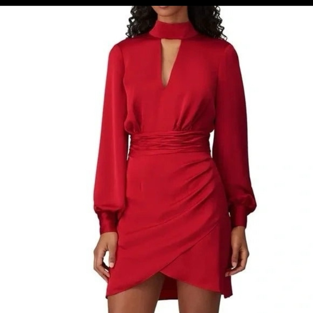 Ramy Brook Red Sheath Dress with Mock Neck